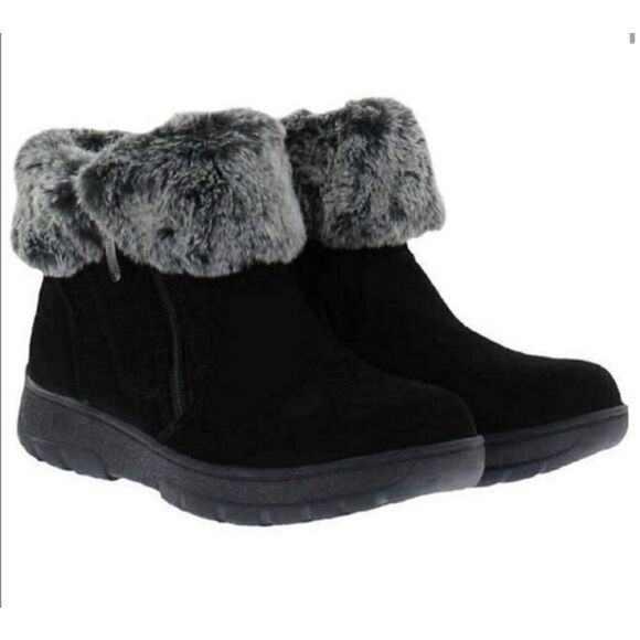 Nearly New! KHOMBU Jessica Black Faux Fur Suede Weatherproof Boots - Size 9 - Picture 1 of 9
